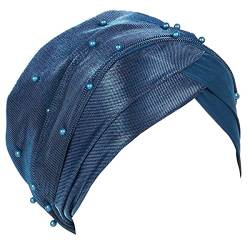 YOFASEN Damen Beanie Hut - Muslimische Hut Haar Abdeckung Hijabs Turban Bandanas Beanie Mütze Kopftuch für Haarausfall Chemo Lange Kurze Haare Schönheit Kopfbedeckungen, Blau von YOFASEN