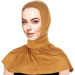 YOFASEN Damen Hijab-Schal - Atmungsaktiver Turban Hut Muslim Einstellbar Hijab Halstuch Kopftuch Turbanmütze mit Schnalle, Gelb von YOFASEN