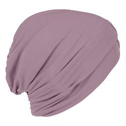 YOFASEN Damen Kopfbedeckung - Elastizität Einfarbig Turban Mütze Damen Weich Chemo Hut Schlaf Turban, Helles Lila,1 Stück von YOFASEN