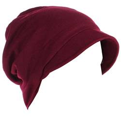 YOFASEN Damen Winter Warme Barett Mütze - Einfarbig Beanie Mütze Visor Baskenmütze Lässige Baumwolle Haarausfall Hut Haar Abdeckkappe Kopfbedeckungen für Haarausfall Chemo, Rot von YOFASEN