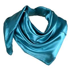 YOFASEN Hijab Kopftuch für Damen - 1 Stück Einfarbig Satin Muslimische Islamische Kopfbedeckung Frauen Gesichtsschleier Schal Turban 90x90 cm, Blau von YOFASEN