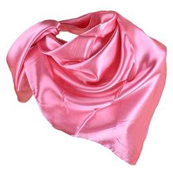 YOFASEN Hijab Kopftuch für Damen - 1 Stück Einfarbig Satin Muslimische Islamische Kopfbedeckung Frauen Gesichtsschleier Schal Turban 90x90 cm, Rosa von YOFASEN