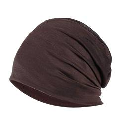 YOFASEN Slouchy Beanie Mütze - Chemo Cancer Kopfbedeckung aus Baumwolle Schlafmütze Turban Kopfbedeckung Strecken Muslimisches Kopftuch für Frauen Männer, Kaffee, One Size von YOFASEN