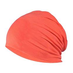 YOFASEN Slouchy Beanie Mütze - Chemo Cancer Kopfbedeckung aus Baumwolle Schlafmütze Turban Kopfbedeckung Strecken Muslimisches Kopftuch für Frauen Männer, Orange, One Size von YOFASEN