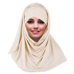 YOFASEN Slouchy Muslimischer Hut - Frauen Islamische Schals Schönes Hijab Beanie Mützen Schal Kopftuch, Beige, One size von YOFASEN
