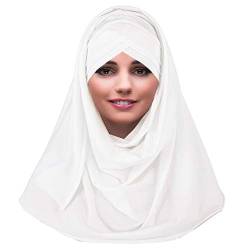 YOFASEN Slouchy Muslimischer Hut - Frauen Islamische Schals Schönes Hijab Beanie Mützen Schal Kopftuch, Weiß, One Size von YOFASEN