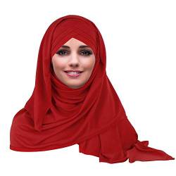 YOFASEN Slouchy Muslimischer Hut - Frauen Islamische Schals Schönes Hijab Beanie Mützen Schal Kopftuch, rot, One Size von YOFASEN