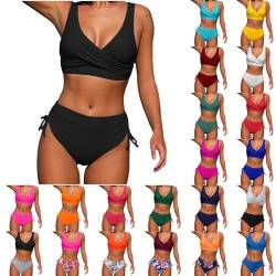 YOGALULU Bikini Pink Rotes Bikini Oberteil Bikini Panty Damen Schwarz Badeanzug Mit Wattierten Cups Bikini Damen Schwarz Neckholder Cup Badeanzug BüGel Tankini Oberteil von YOGALULU