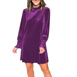 YOGALULU Kleid Spitze Langarm Ballkleid Ballkleid Lila Kleid Sommerlich Festlich Kurze WeißE Kleider Lange Luftige Sommerkleider Ballkleider Lang Glitzer Zweiteiliges Kleid Festlich Sommerkleid von YOGALULU