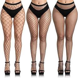 YOGINGO 2 PCS Netzstrumpfhose Schwarz, Fishnet Stockings Strümpfe Strumpfhosen Netzstrümpfe Hohe Taille Fischernetz Strumpfhosen für Damen (3) von YOGINGO