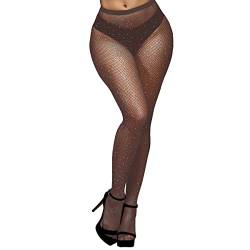 YOGINGO Damen Diamanten Netzstrumpfhosen Schwarz,Rhinestones Netzstrumpfhose Strumpfhosen Glitzer Strumpfhose Damen Mesh Hohe Taille Eng Glitzernde Strass Netzstrumpfhose Strümpfe Strumpfhosen von YOGINGO