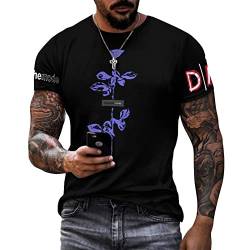 De-pe-Che Shirt Band Mode Baumwolle T-Shirt Herren Multi Facettierte Grafik T-Shirt Kurzarm Shirt Lustig Schwarz Tee Top für Mann Männer Hemden Casual mit Logo, Stil-2, XL von YOITS