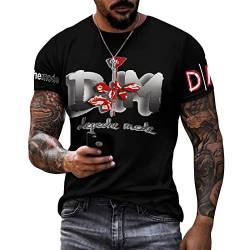 De-pe-Che Shirt Band Mode Baumwolle T-Shirt Herren Multi Facettierte Grafik T-Shirt Kurzarm Shirt Lustig Schwarz Tee Top für Mann Männer Hemden Casual mit Logo, Stil 8, XL von YOITS