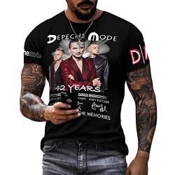 YOITS De-pe-Che Hemd Bandmodus Baumwolle T-Shirt Herren Multi Facettiert Grafik T-Shirt Kurzarm Shirt Mode Schwarz Hemd für Männer Männer Hemden Casual mit Logo, Style-3, XXL von YOITS