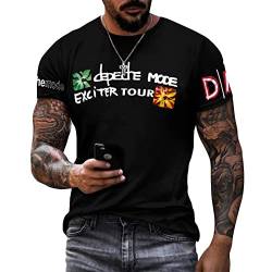 YOITS De-pe-Che Shirt Band Mode Baumwolle T-Shirt Herren Multi Facettierte Grafik T-Shirt Kurzarm Shirt Mode Schwarz Hemd für Herren Hemden Casual mit Logo, Stil 5, XL von YOITS