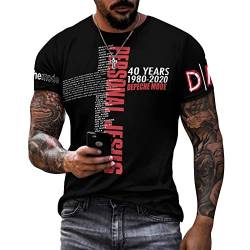 YOITS De-pe-Che Shirt Band Mode Baumwolle T-Shirt Männer Multi Facettierte Grafik T-Shirt Kurzarm Shirt Hip Hop Schwarz T-Shirts für Herren Männer Hemden Casual mit Logo, Stil 1, 3XL von YOITS