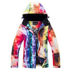 YOJOLO Bunt Bedruckte Damen Skijacke Oberbekleidung Wasserdicht Winddicht Thermo Mountain Windbreaker Mantel,B,S von YOJOLO