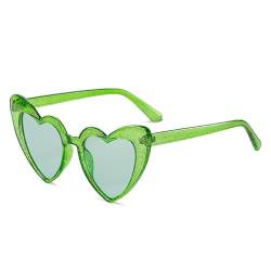YOJUED Herz Sonnenbrille Vintage Katzenaugen Brille Love Heart Shape Sunglasses Herzbrille UV400 Schutz （GRÜN） von YOJUED