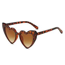 YOJUED Herz Sonnenbrille Vintage Katzenaugen Brille Love Heart Shape Sunglasses Herzbrille UV400 Schutz （Leopard/braun） von YOJUED