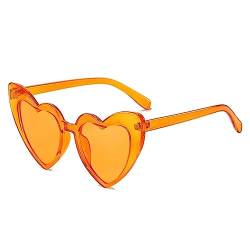 YOJUED Herz Sonnenbrille Vintage Katzenaugen Brille Love Heart Shape Sunglasses Herzbrille UV400 Schutz （Orange） von YOJUED