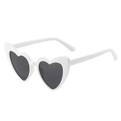 YOJUED Herz Sonnenbrille Vintage Katzenaugen Brille Love Heart Shape Sunglasses Herzbrille UV400 Schutz (Weiß) von YOJUED