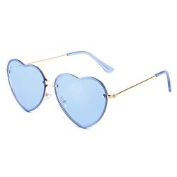 YOJUED Herz Sonnenbrille mit Metall Frame Candy Color Sunglasses Love Heart Herzbrille für Damen Mädchen (Blau) von YOJUED