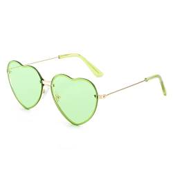 YOJUED Herz Sonnenbrille mit Metall Frame Candy Color Sunglasses Love Heart Herzbrille für Damen Mädchen (Grün) von YOJUED