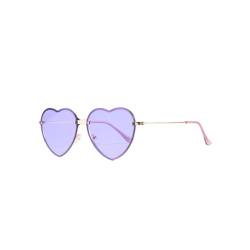 YOJUED Herz Sonnenbrille mit Metall Frame Candy Color Sunglasses Love Heart Herzbrille für Damen Mädchen (Lila) von YOJUED