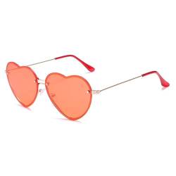 YOJUED Herz Sonnenbrille mit Metall Frame Candy Color Sunglasses Love Heart Herzbrille für Damen Mädchen (Orange) von YOJUED