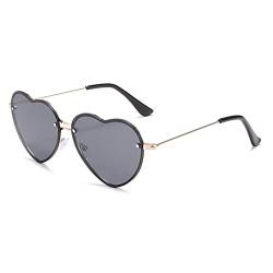 YOJUED Herz Sonnenbrille mit Metall Frame Candy Color Sunglasses Love Heart Herzbrille für Damen Mädchen (Schwarz) von YOJUED