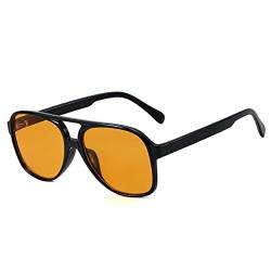 YOJUED Retro Sonnenbrille Gelb Gradient Brille Vintage Tinted Sunglasses für Damen Herren (Polarisiert-Schwarz Gelb) von YOJUED