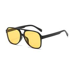 YOJUED Retro Sonnenbrille Gelb Gradient Brille Vintage Tinted Sunglasses für Damen Herren (Schwarz Hellgelb), Einheitsgröße von YOJUED