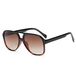 YOJUED Retro Sonnenbrille Gelb Gradient Brille Vintage Tinted Sunglasses für Damen Herren (Schwarz Leopard) von YOJUED