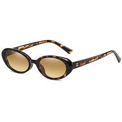 YOJUED Retro ovale Sonnenbrille, Herren Damen modische Retro-Brille, Brille mit ovalem Rahmen, UV-Schutz 400 (Leopard/Tee) von YOJUED