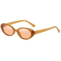 YOJUED Retro ovale Sonnenbrille, Herren Damen modische Retro-Brille, Brille mit ovalem Rahmen, UV-Schutz 400 (Transparent/Tee) von YOJUED