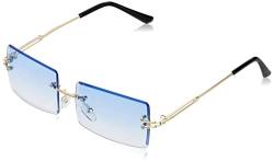 YOJUED Vintage Randlose Sonnenbrille für Damen und Herren Mode Retro Rechteck Brille UV400 Schutz (13-Blau) von YOJUED
