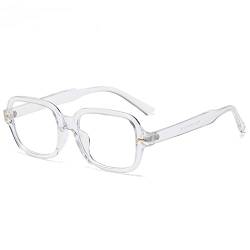 YOJUED Vintage Rechteck Ovale Sonnenbrille Damen Herren Gelb Gradient Brille Retro Tinted Sunglasses UV 400 Schutz (Anti-Bluelight Transparent) von YOJUED
