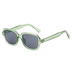 YOJUED Vintage Rechteck Ovale Sonnenbrille Damen Herren Gelb Gradient Brille Retro Tinted Sunglasses UV 400 Schutz (Grün) von YOJUED