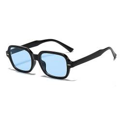 YOJUED Vintage Rechteck Ovale Sonnenbrille Damen Herren Gelb Gradient Brille Retro Tinted Sunglasses UV 400 Schutz (Schwarz/Blau) von YOJUED