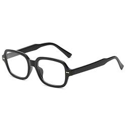 YOJUED Vintage Rechteck Ovale Sonnenbrille Damen Herren Gelb Gradient Brille Retro Tinted Sunglasses UV 400 Schutz (Schwarz Transparent) von YOJUED