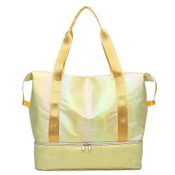 YOKIOU Große Reisetasche Trocken/Nass Trennung Tote Bag Leichte Wasserdichte Gym Yoga Tasche Wochenende Übernachtung Tasche, gelb, Reisetasche von YOKIOU