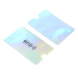 YOKIVE 10Stk RFID Kartenhalter Horizontal Karte Hülse Schlank | Kratzfest Ideal für Geschäft Karten Zugang Karten (Laser Silber 3.62") von YOKIVE