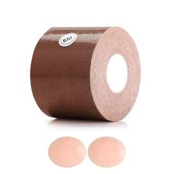 YOLMFOEV Klebe BH,Klebe BH Push Up,Brust Tape Push Up 5 cm x 5 m, Klebe BH große Brust,Boobietape mit 2 Übergröße Wiederverwendbare Silikon Brüste Nippelpads für rückenfreie Kleider Boob Tape von YOLMFOEV