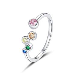 Bunte Blasen Ring, verstellbare offene Fingerringe 925 Sterling Silber Schmuck Hochzeitsgeschenk für Frauen Mädchen von YOMIIN
