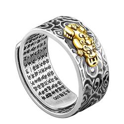YOMIIN Ring Damen Silber 925, Feng Shui Ringe für Männer Frauen Reichtum Glück Amulett Ring Offener verstellbarer Ring Sterling Silber Ring von YOMIIN