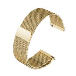 RHAIYAN Magnet Milan Mesh Edelstahl Armband Dünnes Uhrenarmband 12 14 15 16 18 20 22mm Uhrengürtel Metallarmband Armbanduhren Band (Color : Gold, Size : 12mm) von YOMMIOO