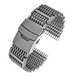 RHAIYAN Mesh Shark Verstellbares Armband, passend for Seiko Diving Milanese, Luxus-Armband, Ersatz, massives Edelstahl-Armband, 20/22/24 mm (Color : G29-02 silver, Size : 20mm) von YOMMIOO