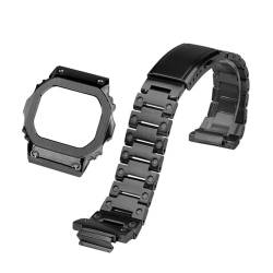 RHAIYAN Uhrengehäuse + Armband aus Edelstahl mit Metalllünette, passend for Casio G-SHOCK DW5600 GW-B5600 GWM5610 Series, modifiziertes Anzugsarmband + Werkzeug (Color : Black Case Strap, Size : 560 von YOMMIOO