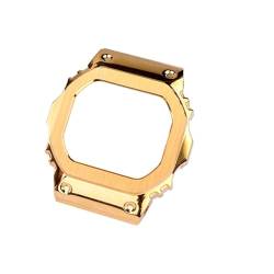 RHAIYAN Uhrengehäuse + Armband aus Edelstahl mit Metalllünette, passend for Casio G-SHOCK DW5600 GW-B5600 GWM5610 Series, modifiziertes Anzugsarmband + Werkzeug (Color : Gold Case, Size : 5600mm) von YOMMIOO