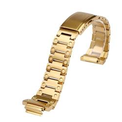 RHAIYAN Uhrengehäuse + Armband aus Edelstahl mit Metalllünette, passend for Casio G-SHOCK DW5600 GW-B5600 GWM5610 Series, modifiziertes Anzugsarmband + Werkzeug (Color : Gold Case Strap, Size : 5600 von YOMMIOO